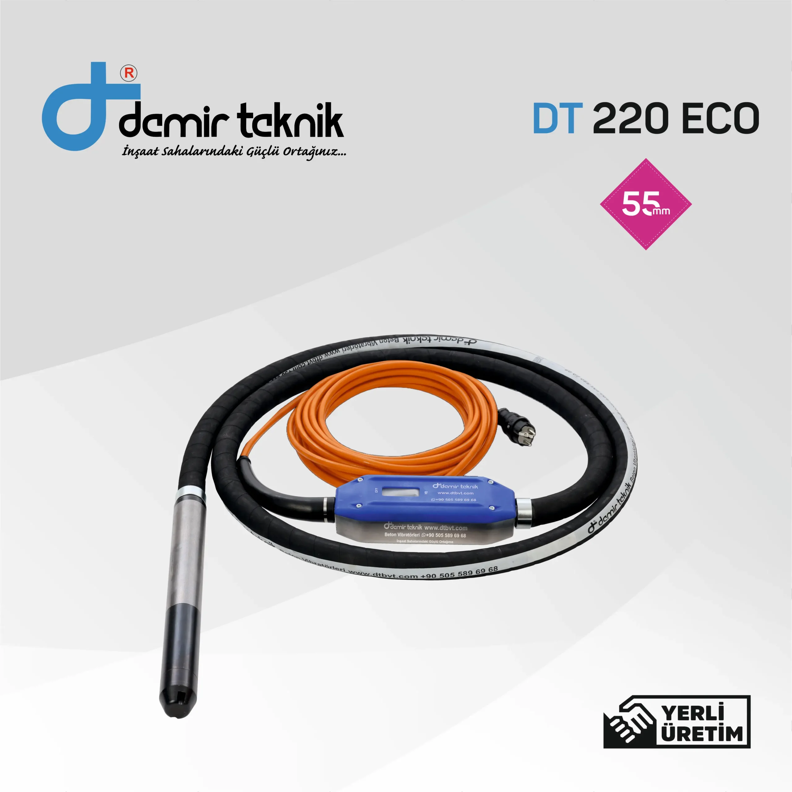Beton Vibratörü Kendinden Konvertörlü 55 mm – DT 220 ECO