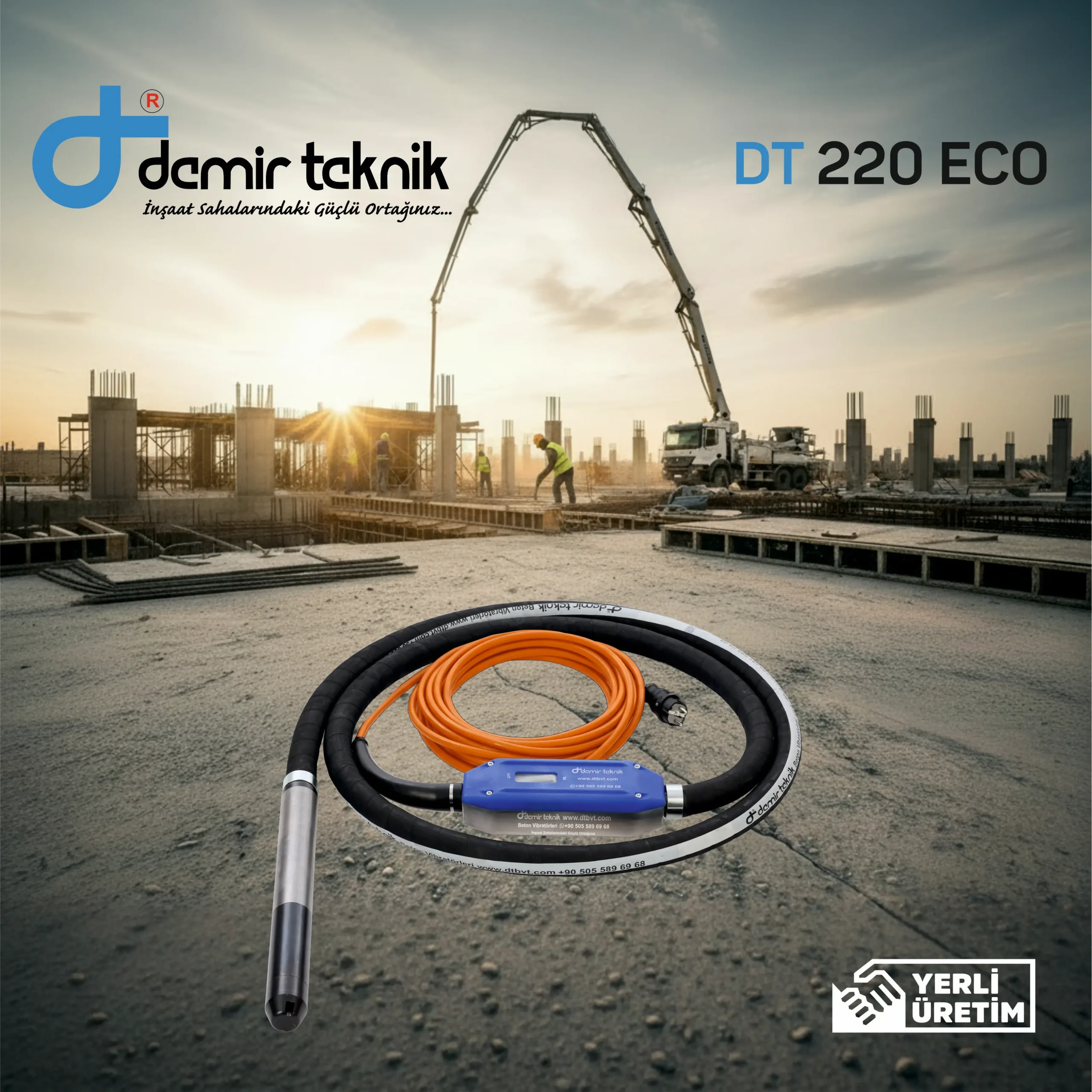 Beton Vibratörü Kendinden Konvertörlü 55 mm – DT 220 ECO